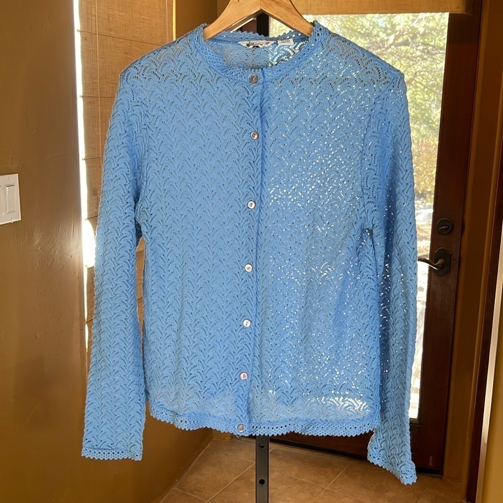 Vintage Kmart Blue Knit Cardigan Size 42 Size 14 Size Large